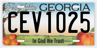 GA license plate CEV1025
