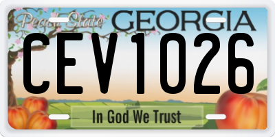 GA license plate CEV1026