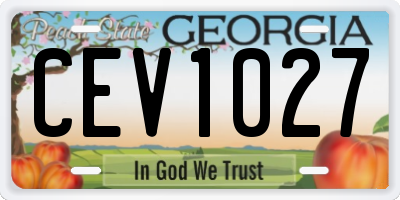 GA license plate CEV1027