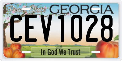 GA license plate CEV1028