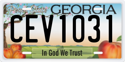 GA license plate CEV1031