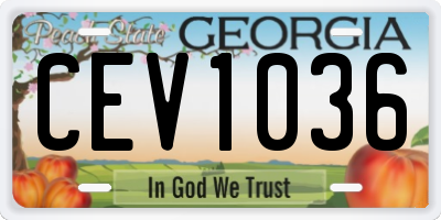 GA license plate CEV1036