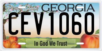 GA license plate CEV1060