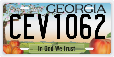 GA license plate CEV1062