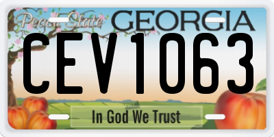 GA license plate CEV1063