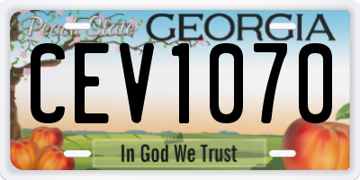 GA license plate CEV1070