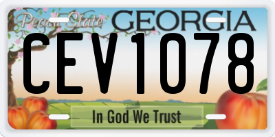 GA license plate CEV1078