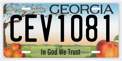 GA license plate CEV1081
