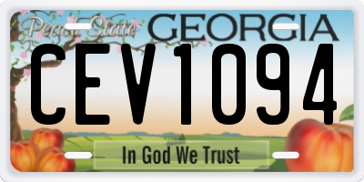 GA license plate CEV1094