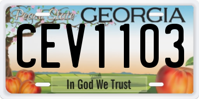 GA license plate CEV1103