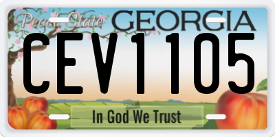 GA license plate CEV1105