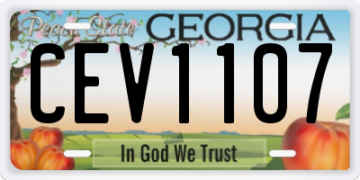 GA license plate CEV1107