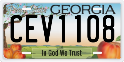 GA license plate CEV1108