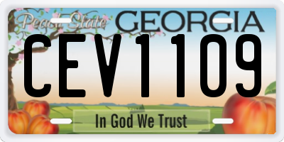 GA license plate CEV1109