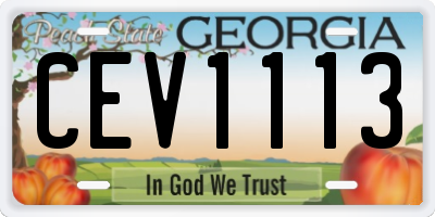 GA license plate CEV1113