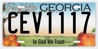 GA license plate CEV1117
