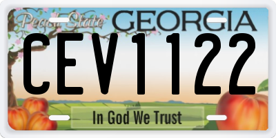 GA license plate CEV1122