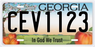 GA license plate CEV1123