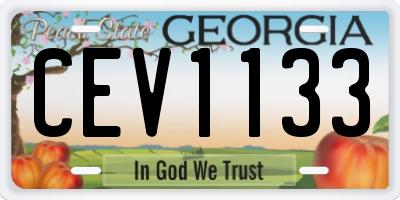 GA license plate CEV1133