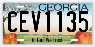 GA license plate CEV1135