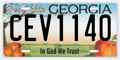 GA license plate CEV1140