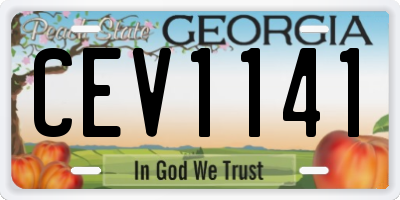 GA license plate CEV1141