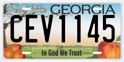 GA license plate CEV1145