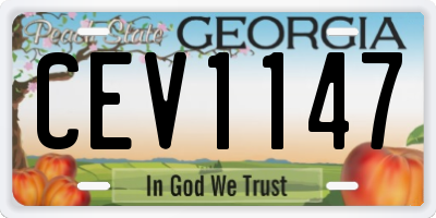 GA license plate CEV1147