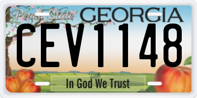 GA license plate CEV1148