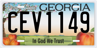 GA license plate CEV1149