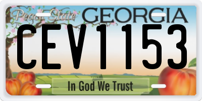 GA license plate CEV1153