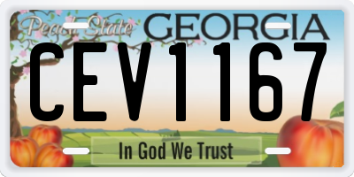 GA license plate CEV1167