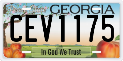 GA license plate CEV1175