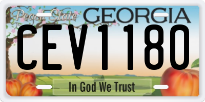 GA license plate CEV1180