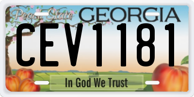 GA license plate CEV1181