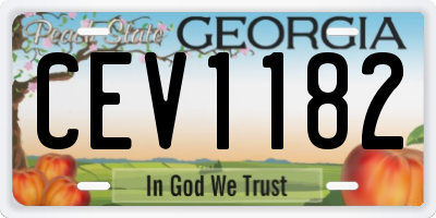 GA license plate CEV1182
