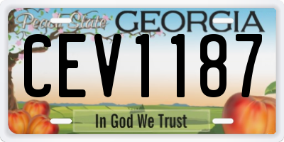 GA license plate CEV1187