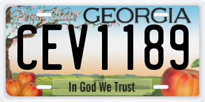 GA license plate CEV1189