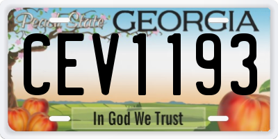 GA license plate CEV1193
