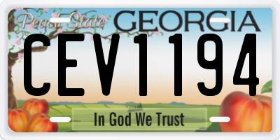 GA license plate CEV1194