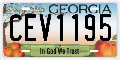 GA license plate CEV1195