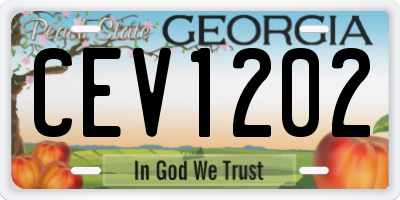 GA license plate CEV1202