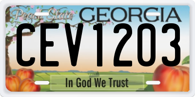GA license plate CEV1203