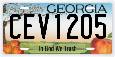 GA license plate CEV1205