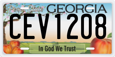 GA license plate CEV1208