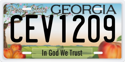 GA license plate CEV1209
