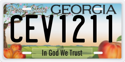 GA license plate CEV1211