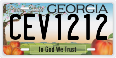 GA license plate CEV1212