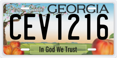 GA license plate CEV1216