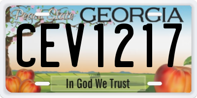 GA license plate CEV1217